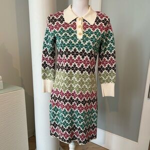 Kate Spade Multicolor Knit Dress with Collar - M